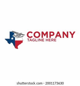 Plantilla para el logotipo de un avión pequeño, mejor uso para el fletamento de un avión privado o logotipo de viajes y negocios de aviación en texas