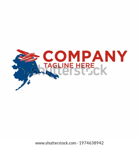 Small airplane logo template, private airplane charter design illustration of aviation in alaska
