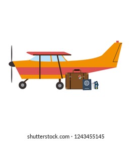 Small airplane with luggage