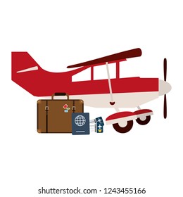 Small airplane with luggage
