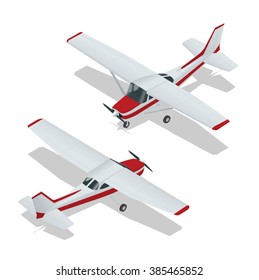 Small Airplane passenger plane. Flat 3d isometric high quality transport. Vehicles designed to carry of passengers.   