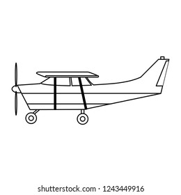 Small airplane sideview black and white