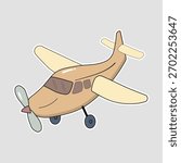 Small Airplane Sticker: A simple propeller plane, great for illustrating air travel, aviation, or adventure stories