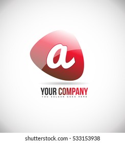 Small a alphabet letter red vector logo icon sign design template