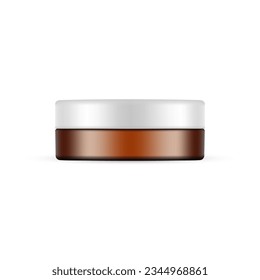 Small Amber Brown Cosmetic Cream Jar Mock Up, Isolated on White Background. Vector Illustration