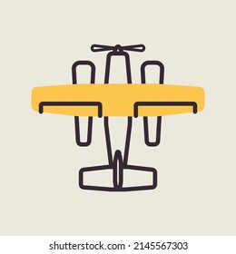 Small amphibian seaplane, plane vector icon. Graph symbol for travel and tourism web site and apps design, logo, app, UI