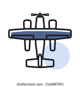 Small amphibian seaplane, plane vector isolated icon. Graph symbol for travel and tourism web site and apps design, logo, app, UI