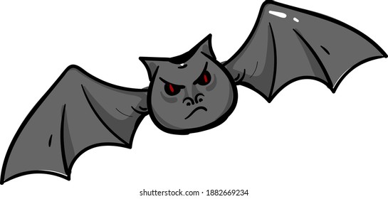 Pequeño murciélago enojado, ilustración, vector sobre fondo blanco
