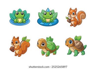 small animal squirrel frog turtle icon vector illustration