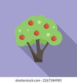 Small apple tree icon flat vector. Farm harvest. Fresh bloom