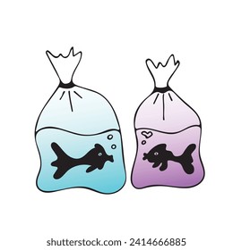 Small aquarium fish in a package