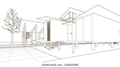 pequeña ilustración de casa de arquitectura 3d