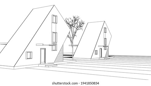 kleines architektonisches modernes Haus 3d Rendering