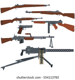 Small arms are the US armed forces of World War II. The illustration on a white background.