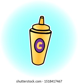 Small art with the image of a glass with a drink