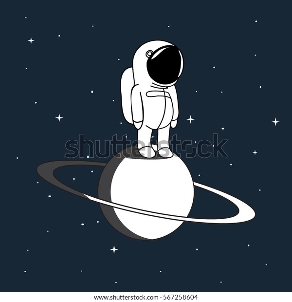 Small Astronaut Outer Space Vector Illustration Stock Vector