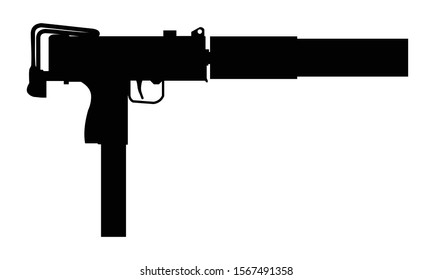 small automatic rifle, machine gun, vector illustration
