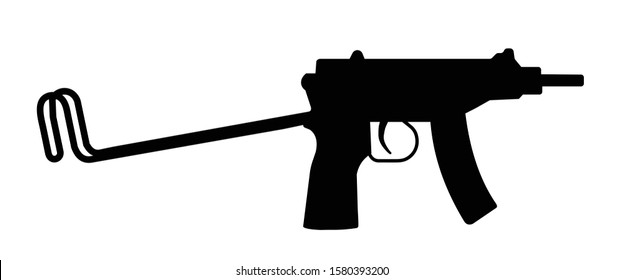 small automatic rifle, machine gun, vector illustration