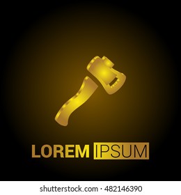 Small Axe 3D Golden Metallic Premium Royal Corporate Logo / Icon