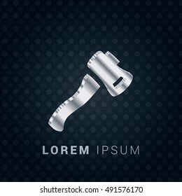 Small Axe 3D silver/platinum metallic chromium precious Icon / Logo Design