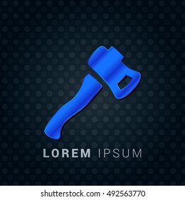 Small Axe Blue metallic chromium precious Icon / Logo Design