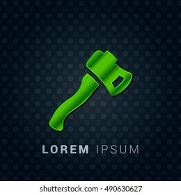 Small Axe Bright Green chromium precious metallic 3D Icon / Logo Design