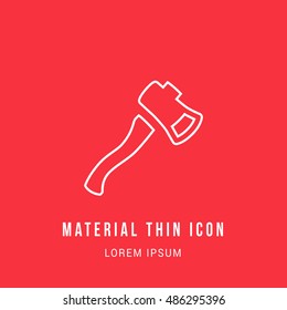 Small Axe Bright red material designed line thin flat icon / logo