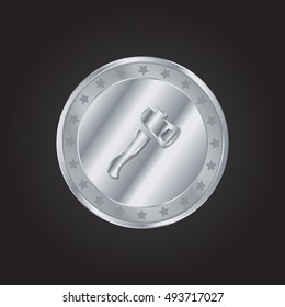 Small Axe embossed realistic silver / platinum coin precious Icon / Logo Design