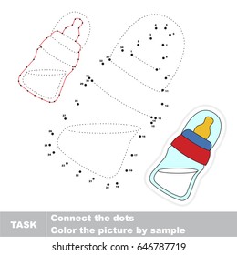Small Baby Bottle. Dot to dot educational game for kids.
