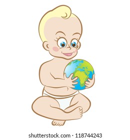 Small Baby Exploring World Stock Vector (Royalty Free) 118744243 ...