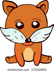 Small baby fox, illustration, vector on white background