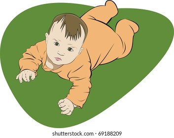 small baby looking up