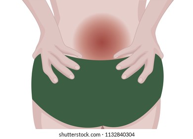 Small of back pain. Loins ache  vector illustration on a white background