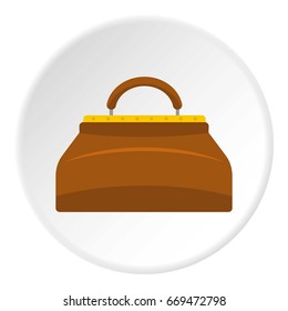 Small bag icon in flat circle isolated on white vector illustration for web