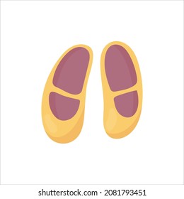 Small ballet flats or slippers. Children's clothing in a cartoon style. Vector illustration isolated on white background.