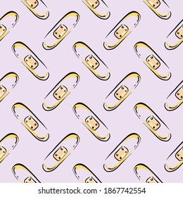 Small bandaid,seamless pattern on light grey background.