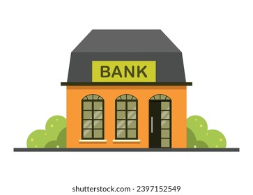 Pequeño edificio de oficinas bancarias. Ilustración plana simple