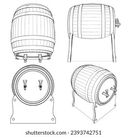 Small Barrel Keg Vector 01. Illustration Isolated On White Background. A vector illustration Of A Barrel.