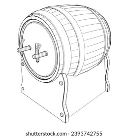 Small Barrel Keg Vector 02. Illustration Isolated On White Background. A vector illustration Of A Barrel.