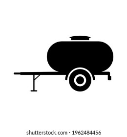 Kleiner Fass Anhänger Symbol. Tank. Schwarze Silhouette. Seitenansicht. Vektorgrafik, einfache flache Grafik. Das einzelne Objekt auf weißem Hintergrund. Isolieren.