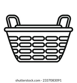 Small basket icon outline vector. Wicker hamper. Handle design