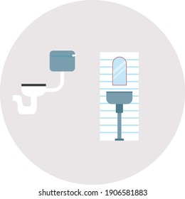 Kleines Badezimmer, Vektorgrafik auf weißem Hintergrund.