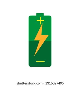 small battery with medium charge icon vector isolated on white background
