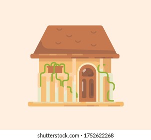 Small beach house flat illustration. Modern beach home banner background.