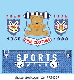 small bear with typography,  Animal Cartoon, isolated Flat Vector Illustration
