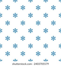 Pequeños y hermosos copos de nieve azules aislados en un fondo blanco. Patrón monocromo perfecto. Ilustración gráfica plana vectorial simple. Textura.
