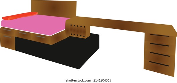 small bed and mix table .cartoon vector illustrator