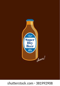 small beer bottle cheers vector illustration
