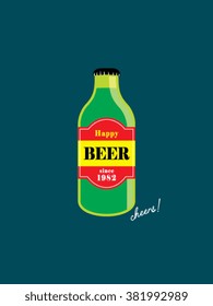 small beer bottle cheers vector illustration