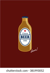 small beer bottle cheers vector illustration